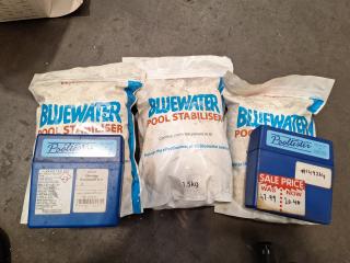 Assorted Bluewater Pool Stabilisers and Testing Kits