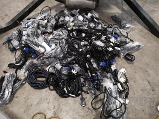 Bulk Lot of Computer Cabling, D-Sub, DVI, USB & More