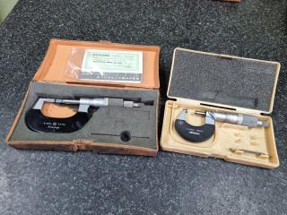 Mitutoyo Micrometers, 2x Units, Blade & Standard Varieties