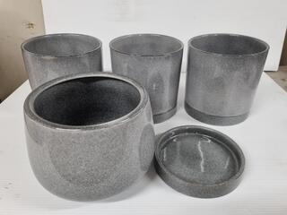 4x Stoneware Plant Pots