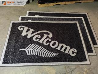 3x Carpeted Welcome Fern Leaf Commercial Floor Mats, 1100x1750mm