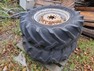 2 x Tractor Tyres with Rims 