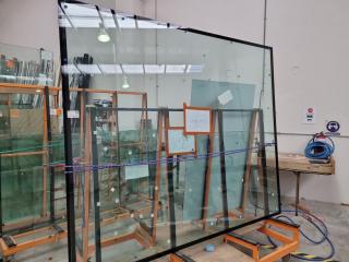 2x Large Black Edged Glass Panels, 2405x2006x12mm each