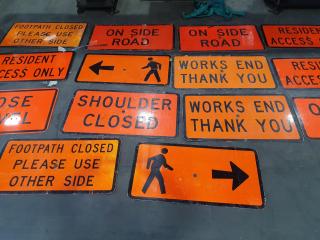 14 Aluminium Reflective Orange Temporary Road Signs