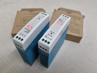 2x Mean Well DIN Rail Power Supply MDR-10-5, New