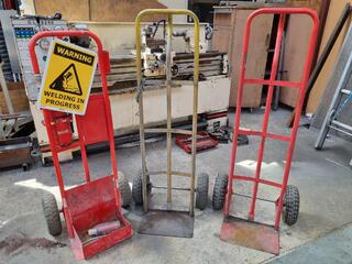 3x 2-Wheel Sackbarrel Handcart Trollies