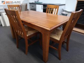 Solid Timber Dinning Table w/ 4x Matching Chairs by The Mill Yard Collection