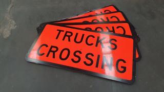 8 RTL Aluminium Reflective Orange Truck Crossing Road Signs