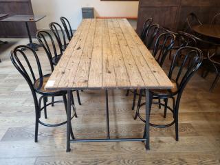 Large Antique Style Bar Table and 8 Stools 