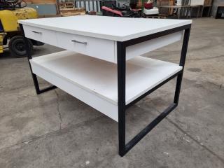 Modern Workbench Table w/ Built-in Drawers