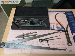 5x Assorted Vintage Engineers Protractor Set & Measuring Tools