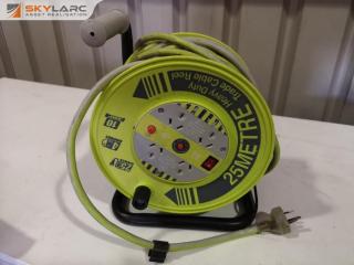 25-Metre Heavy Duty Power Extension Lead Reel w/ 4x Power Sockets