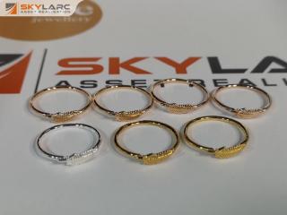 7x Kirsten Ash Feather Rings, Silver & Gold Vermel Varieties