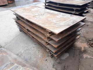 Stack of 6 Heavy Duty Industrial Steel Plate Pallets