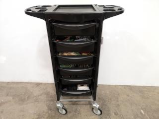 Mobile Hair Salon Stylist Equipment Cart w/ Contents