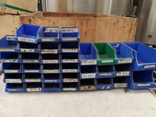 34x Dexion Maxi Bin Parts Storage Bins, Assorted Sizes