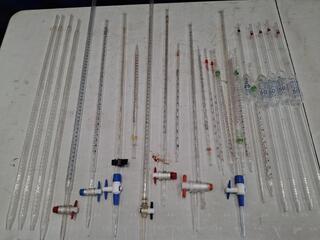 Laboratory Glassware Pipettes and Burettes Assorted Lot